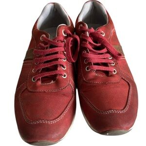 Di Pollini Men's Lace Up Casual Suede‎ Leather Sneakers Rust/Brown Sz 8